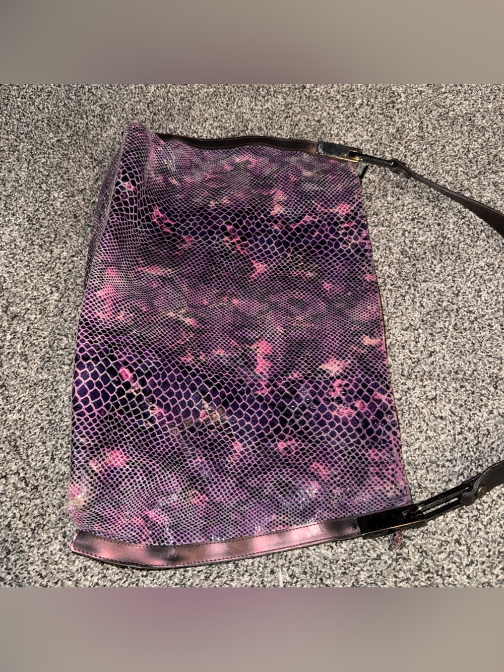 Vintage Claude Gerard Purple Snakeskin Purse Bag Paris 16.5”x10.5” France - Picture 1 of 11